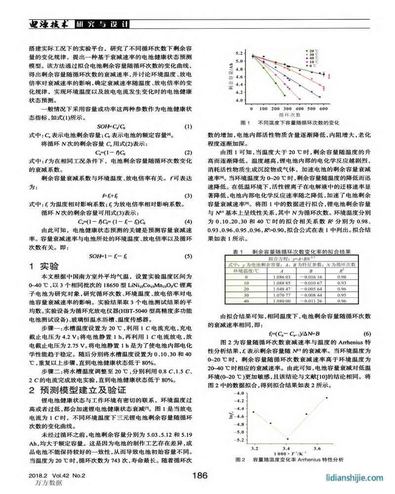 基于容量衰減速率的三元鋰電池健康狀態預測