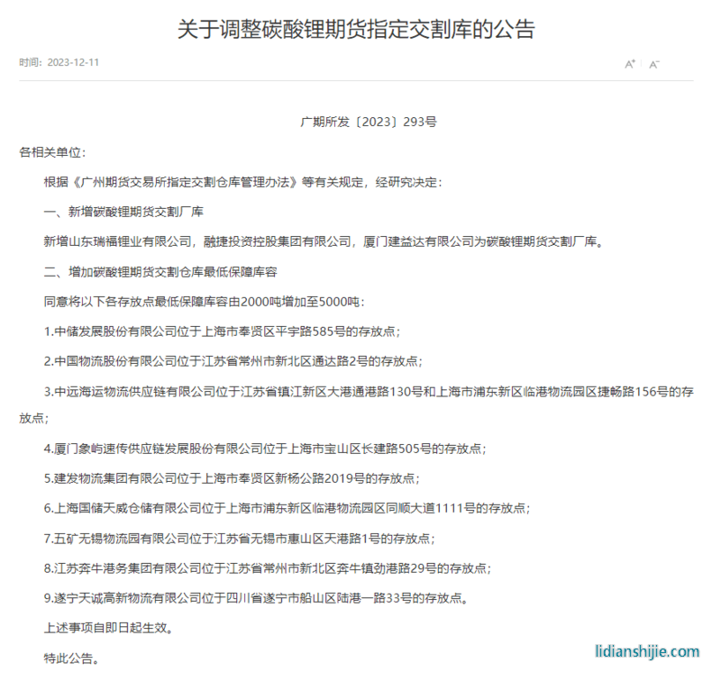 碳酸鋰期貨從近漲停到跌超5%！交割倉庫擴(kuò)容影響多大？